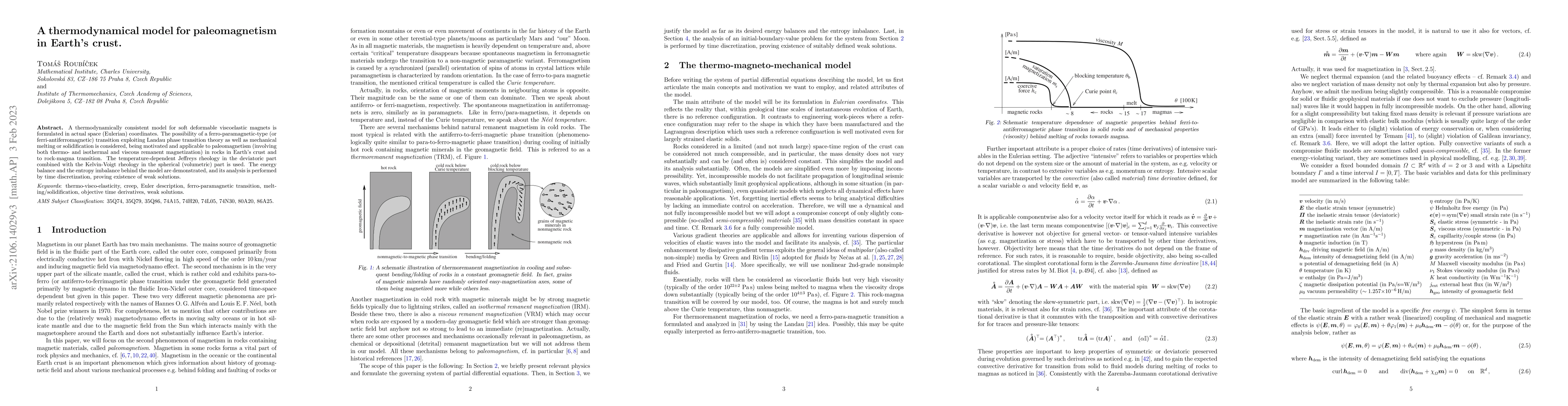 Thumbnail for A thermodynamical model for paleomagnetism in Earth's crust