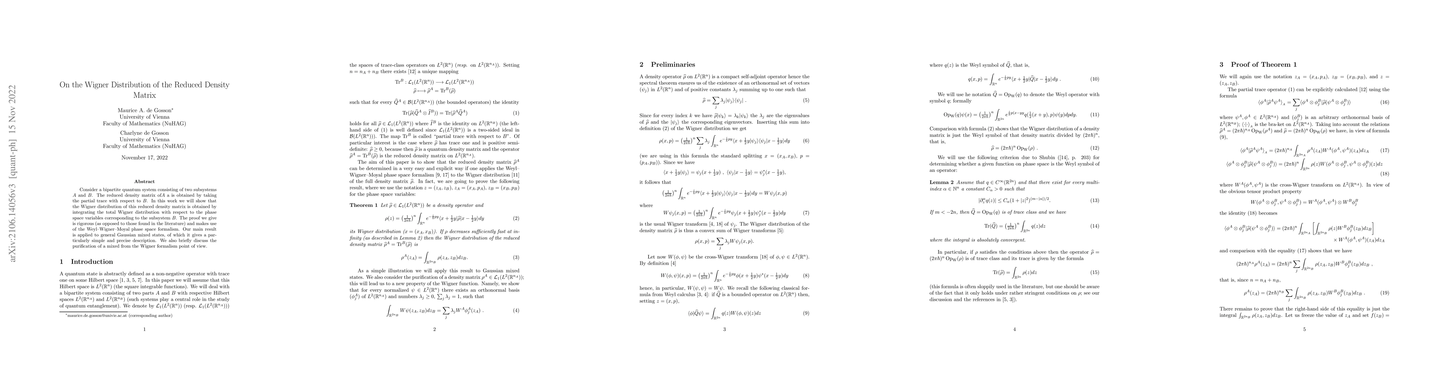 Thumbnail for On the Wigner Distribution of the Reduced Density Matrix