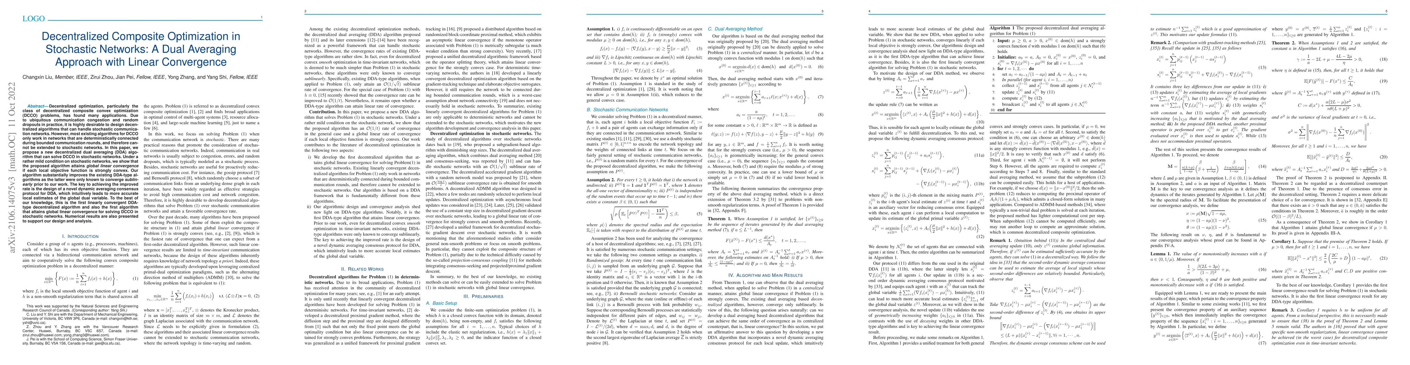 Thumbnail for Decentralized Composite Optimization in Stochastic Networks: A Dual
  Averaging Approach with Linear Convergence