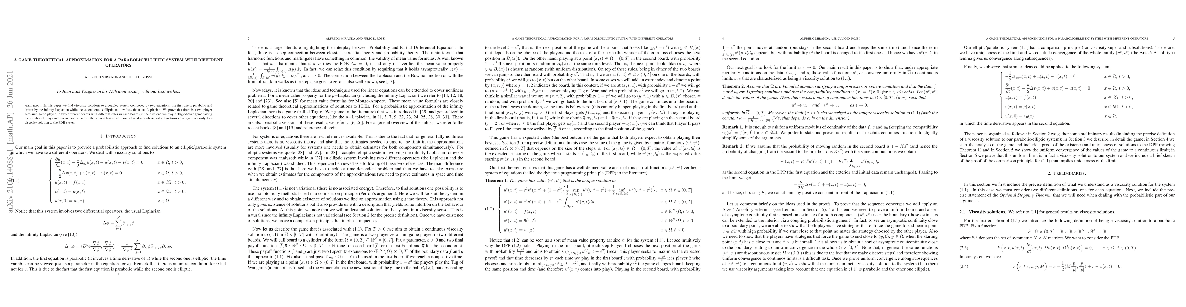Thumbnail for A game theoretical approximation for a parabolic/elliptic system with
  different operators