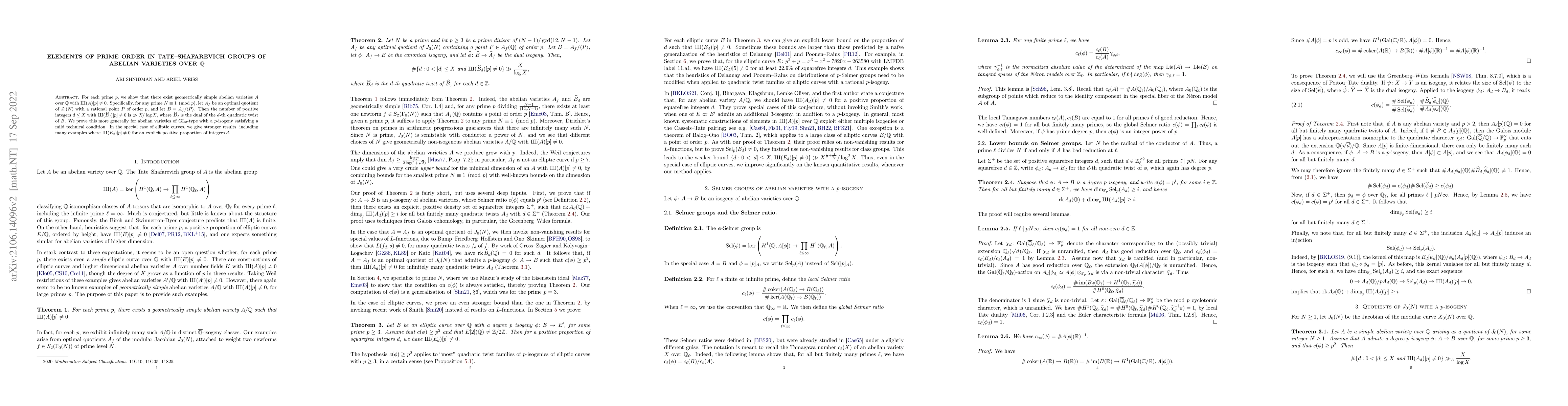 Thumbnail for Elements of prime order in Tate-Shafarevich groups of abelian varieties
  over $\mathbb{Q}$