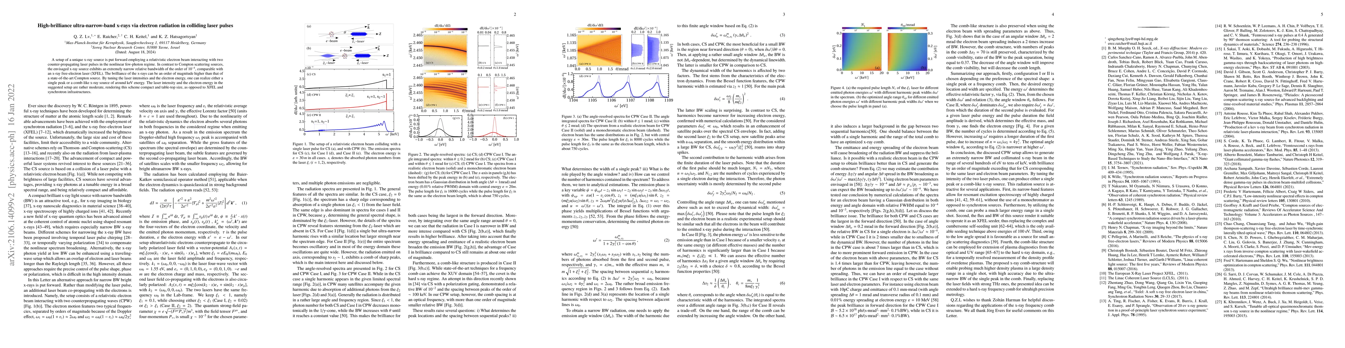 Thumbnail for High-brilliance ultra-narrow-band x-rays via electron radiation in
  colliding laser pulses