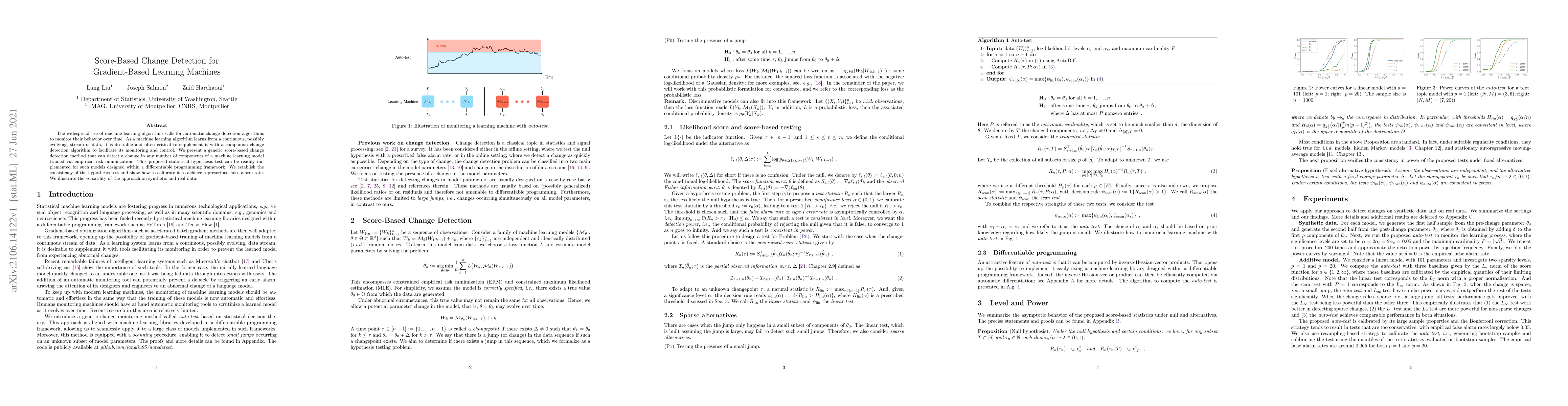 Thumbnail for Score-Based Change Detection for Gradient-Based Learning Machines