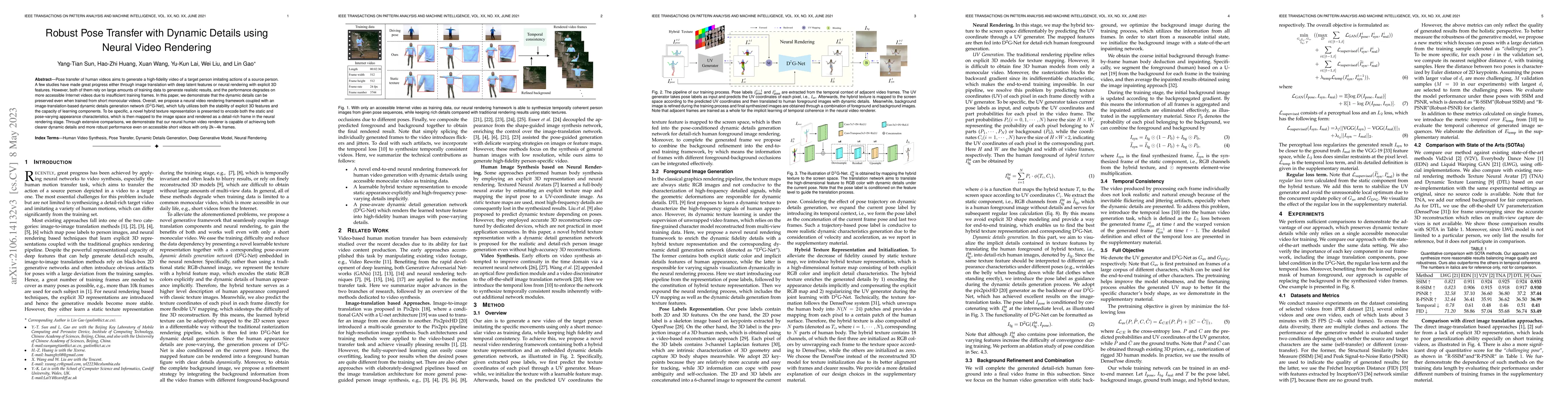 Thumbnail for Robust Pose Transfer with Dynamic Details using Neural Video Rendering
