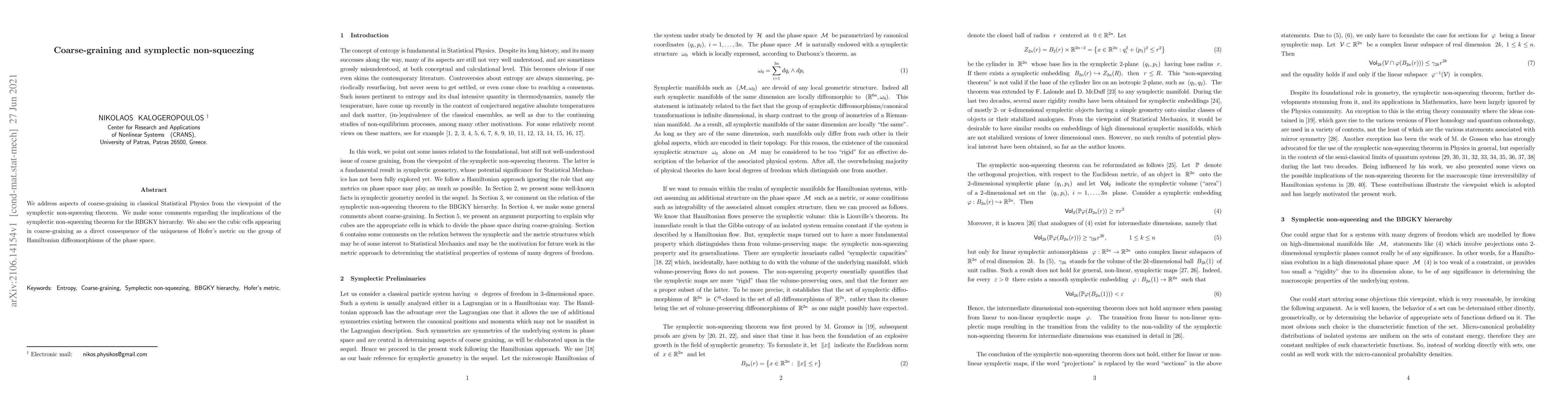 Thumbnail for Coarse-graining and symplectic non-squeezing
