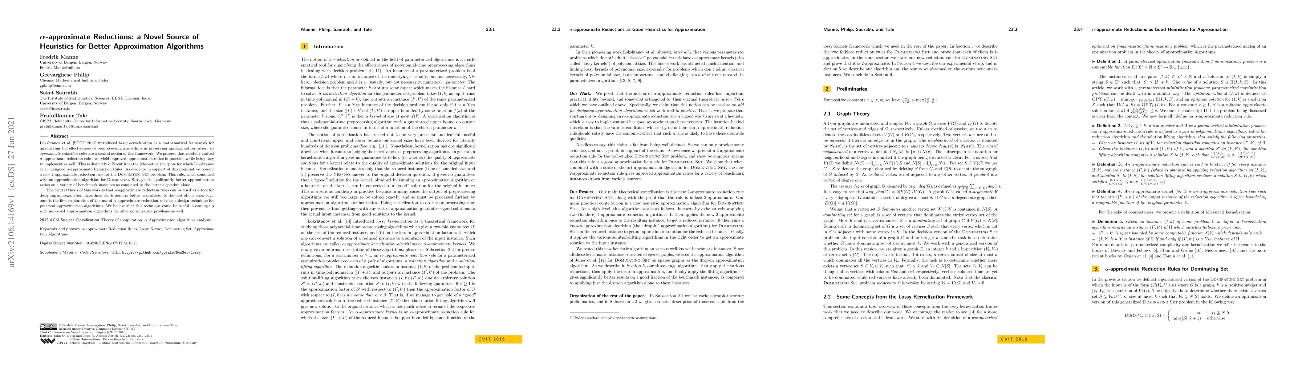 Thumbnail for $\alpha$-approximate Reductions: a Novel Source of Heuristics for Better
  Approximation Algorithms