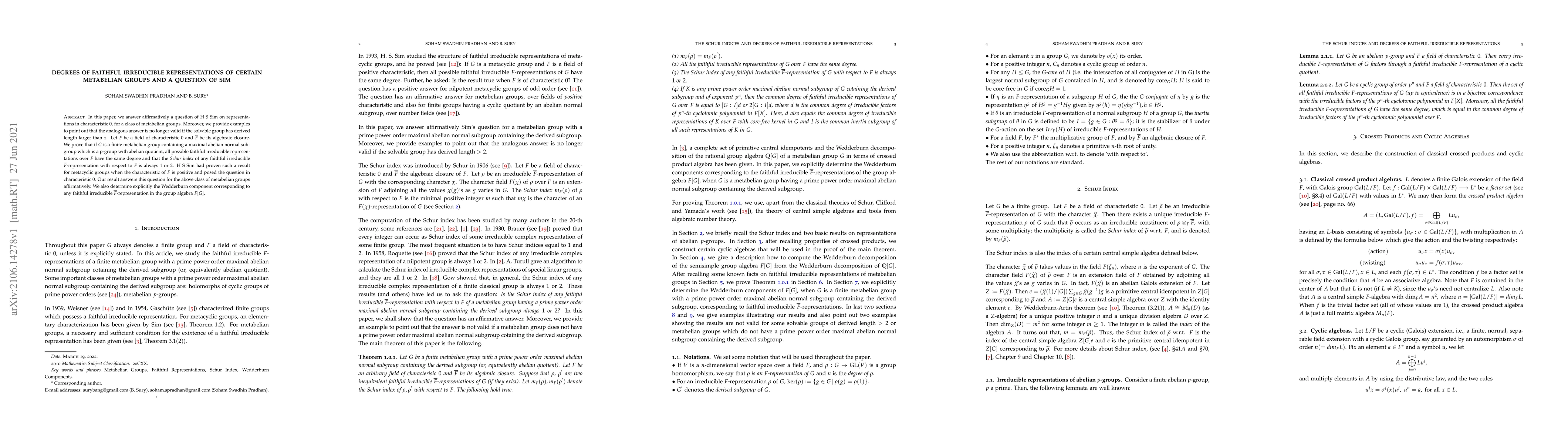 Thumbnail for Degrees of Faithful Irreducible Representations of Certain Metabelian
  Groups and a Question of Sim