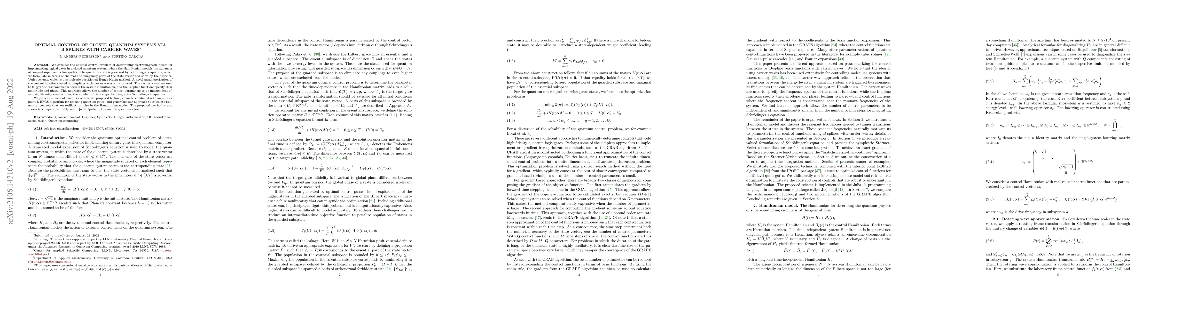 Thumbnail for Optimal Control of Closed Quantum Systems via B-Splines with Carrier
  Waves