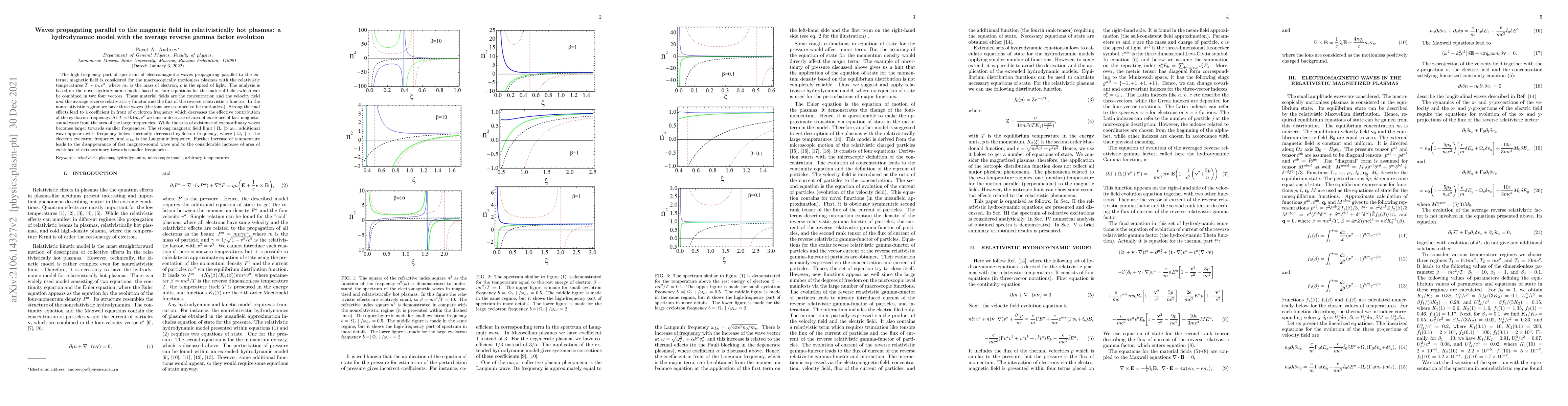 Thumbnail for Waves propagating parallel to the magnetic field in relativistically hot
  plasmas: A hydrodynamic model