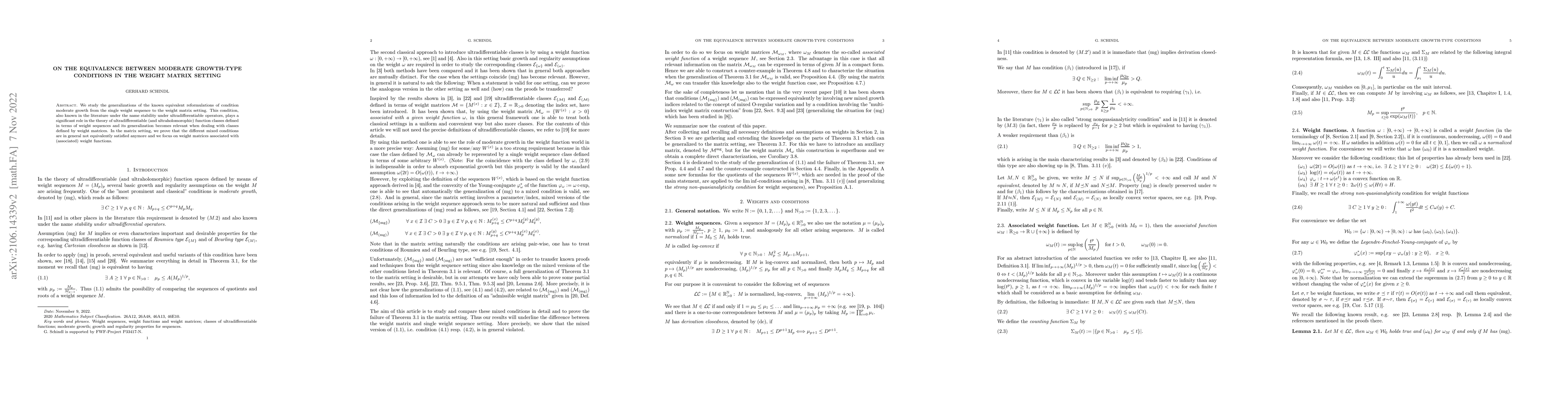 Thumbnail for On the equivalence between moderate growth-type conditions in the weight
  matrix setting