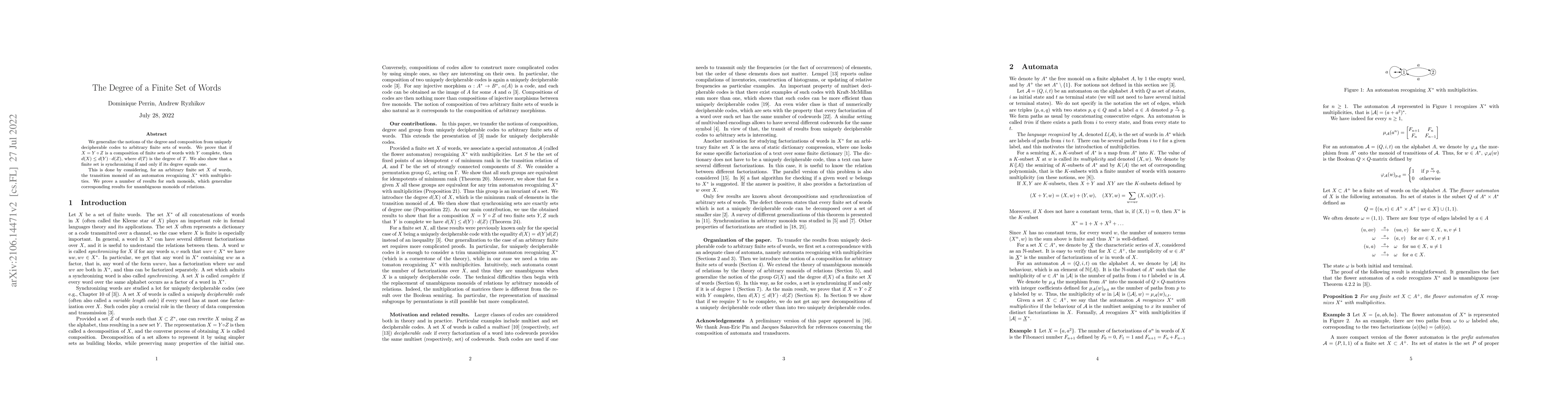 Thumbnail for The degree of a finite set of words