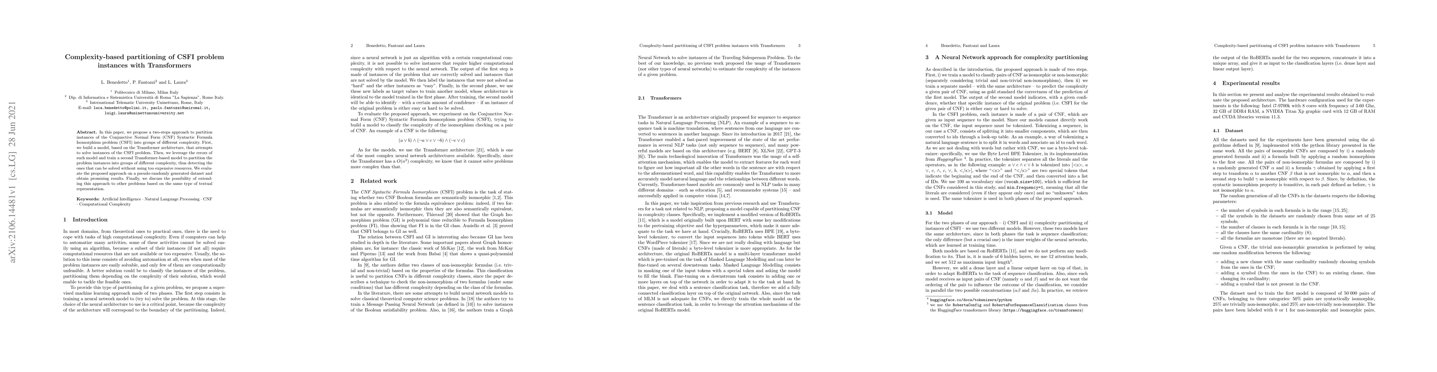 Thumbnail for Complexity-based partitioning of CSFI problem instances with
  Transformers