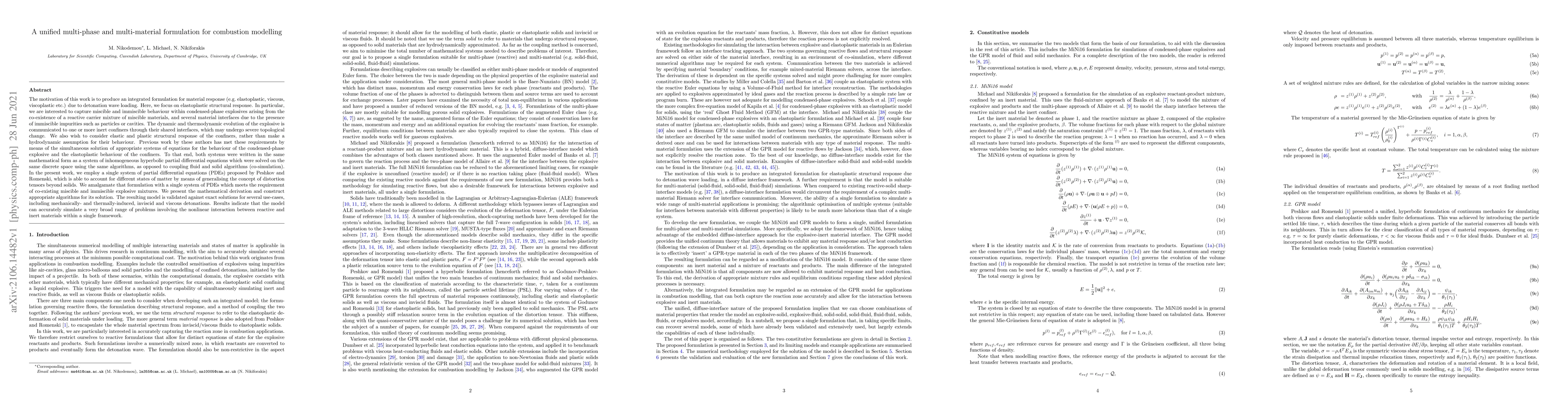 Thumbnail for A unified multi-phase and multi-material formulation for combustion
  modelling