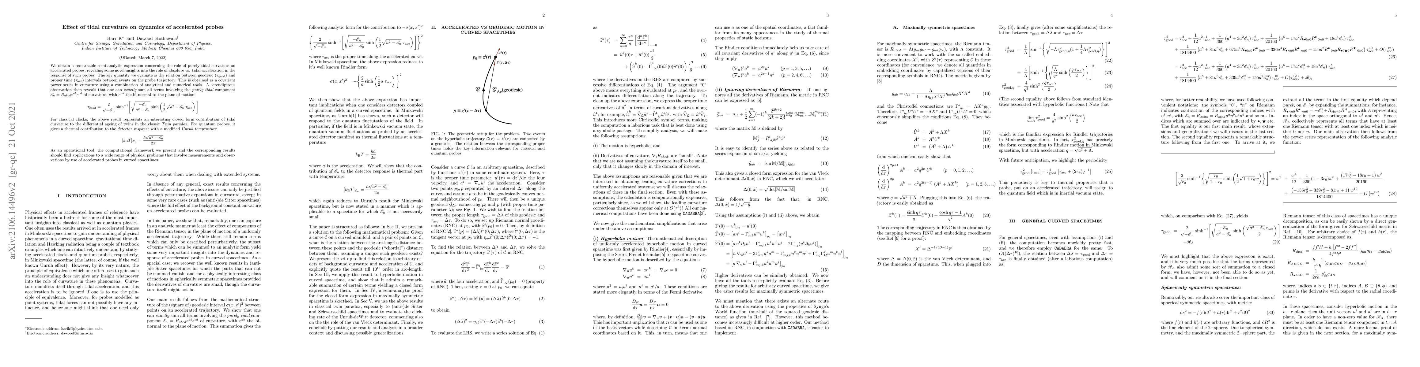 Thumbnail for Effect of tidal curvature on dynamics of accelerated probes