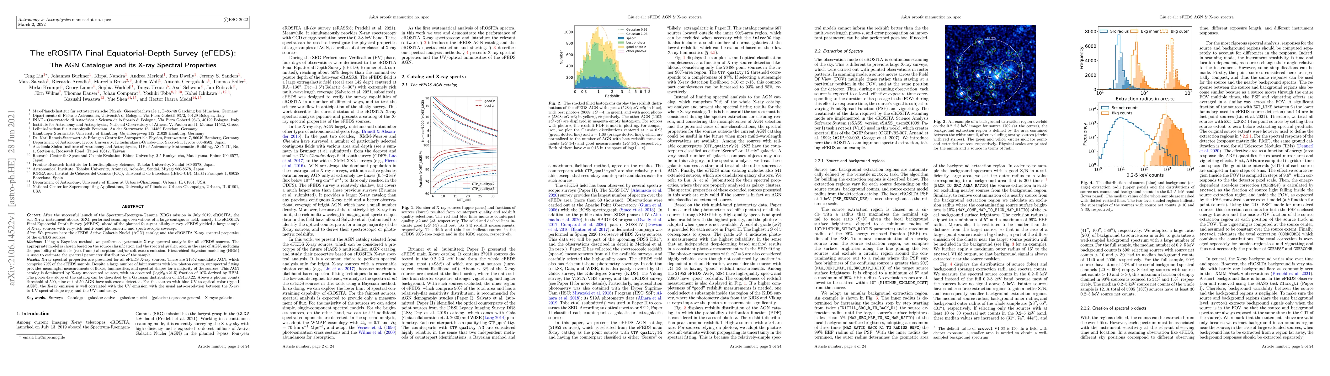 Thumbnail for The eROSITA Final Equatorial-Depth Survey (eFEDS): The AGN Catalogue and
  its X-ray Spectral Properties