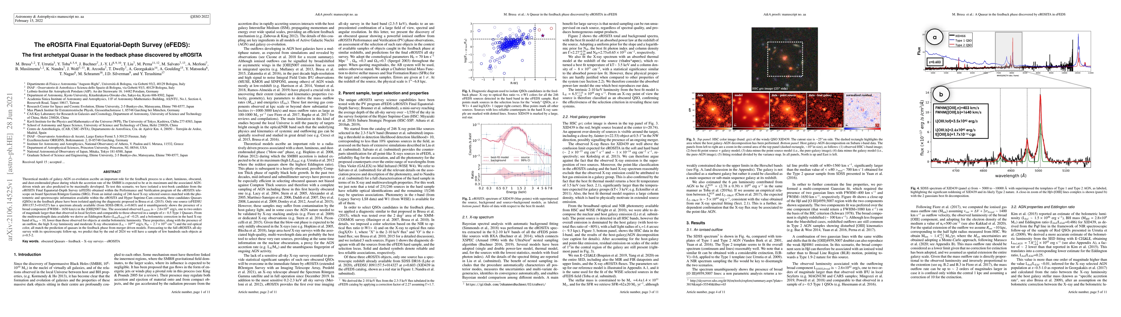Thumbnail for The eROSITA Final Equatorial-Depth Survey (eFEDS): The first archetypal
  Quasar in the feedback phase discovered by eROSITA