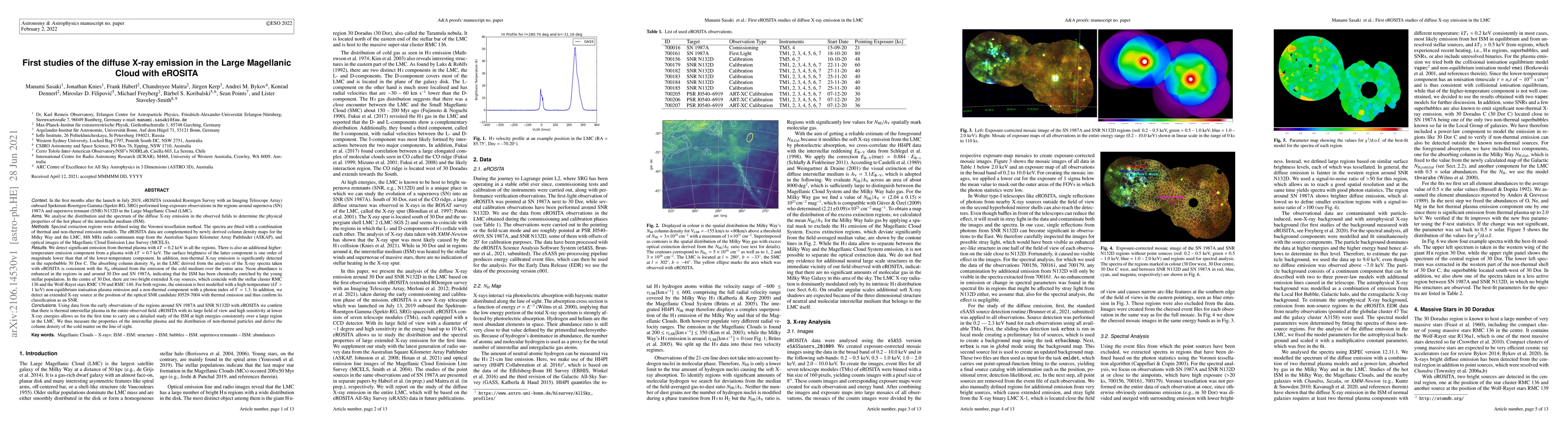 Thumbnail for First studies of the diffuse X-ray emission in the Large Magellanic
  Cloud with eROSITA