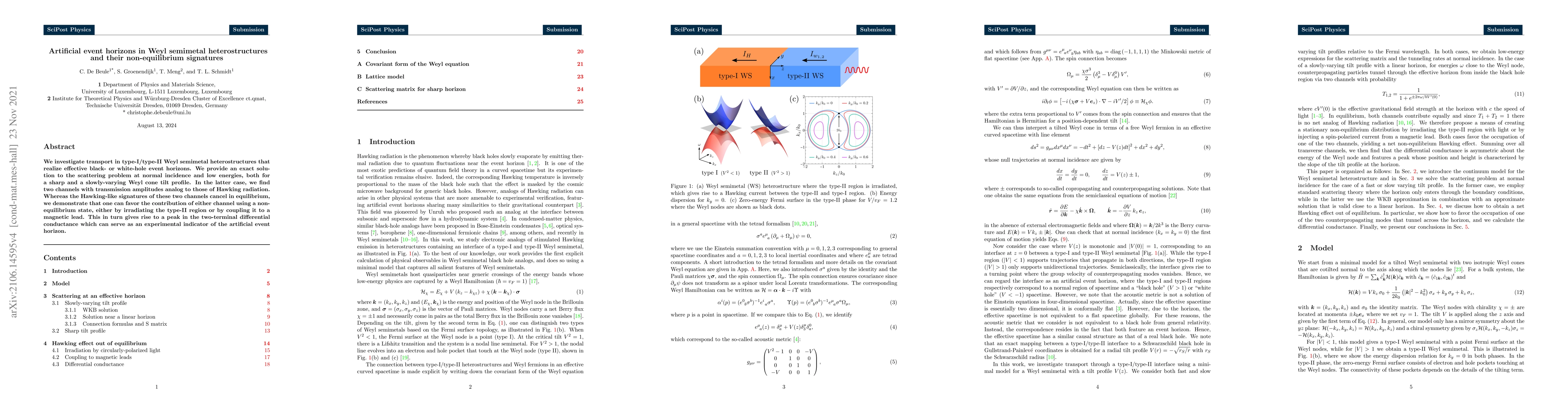 Thumbnail for Artificial event horizons in Weyl semimetal heterostructures and their
  non-equilibrium signatures