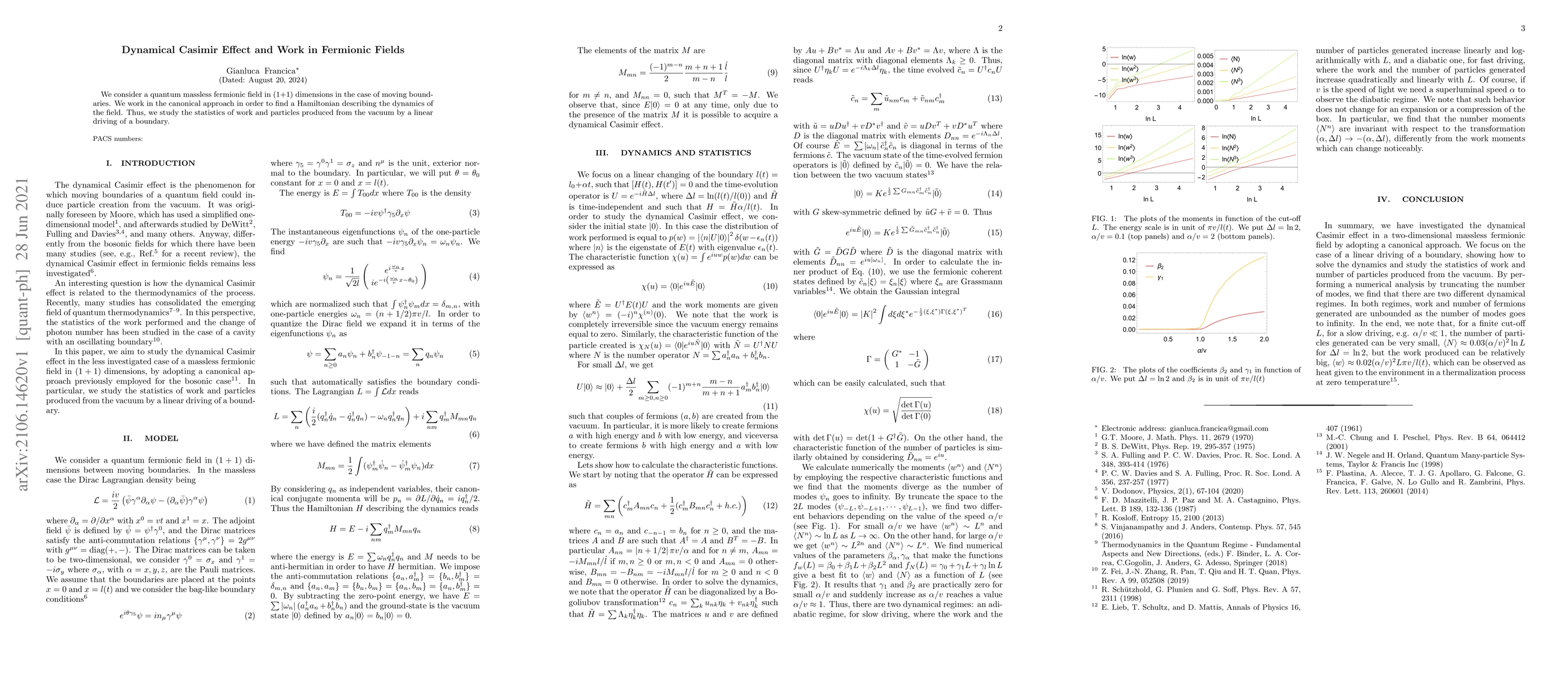 Thumbnail for Dynamical Casimir Effect and Work in Fermionic Fields