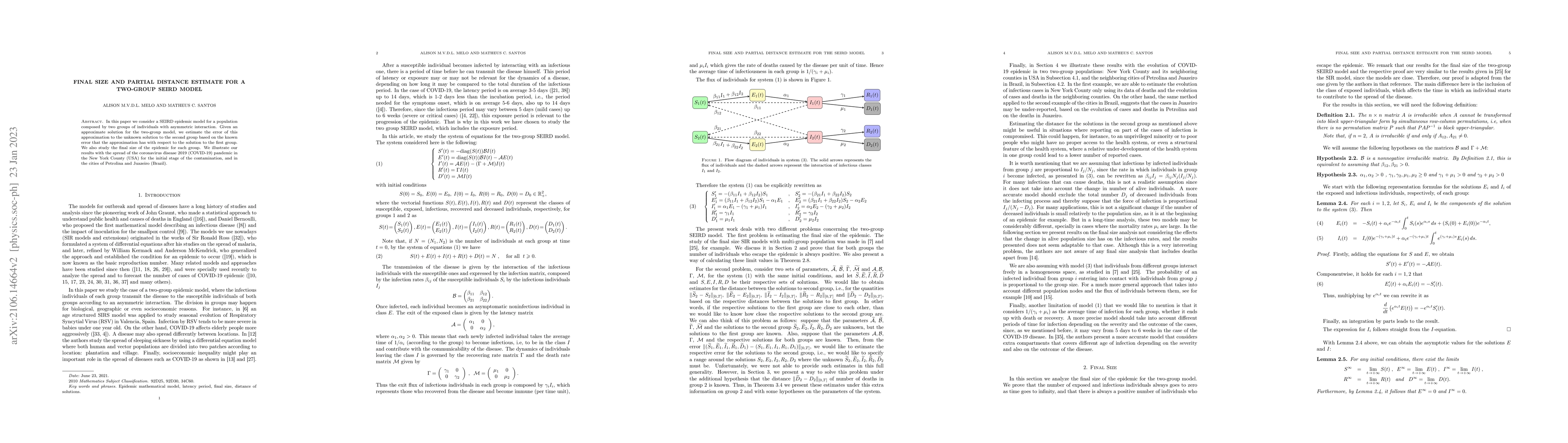 Thumbnail for Final size and partial distance estimate for the SEIRD model