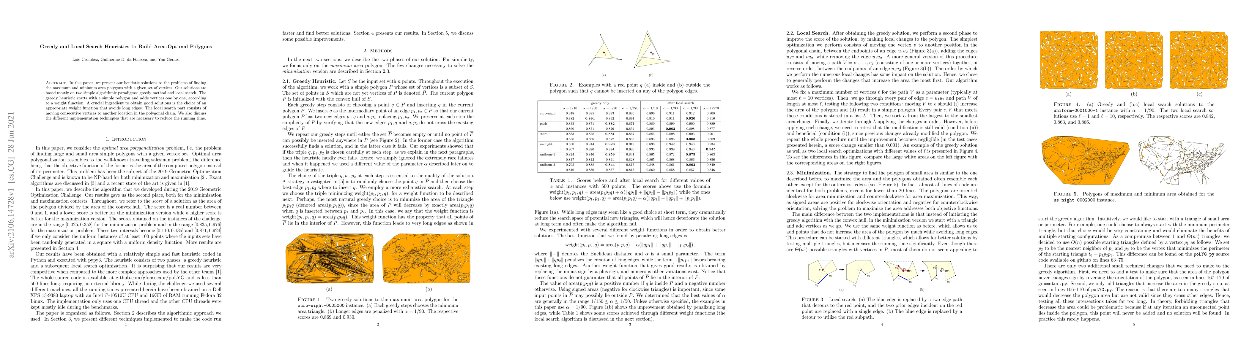 Thumbnail for Greedy and Local Search Heuristics to Build Area-Optimal Polygons