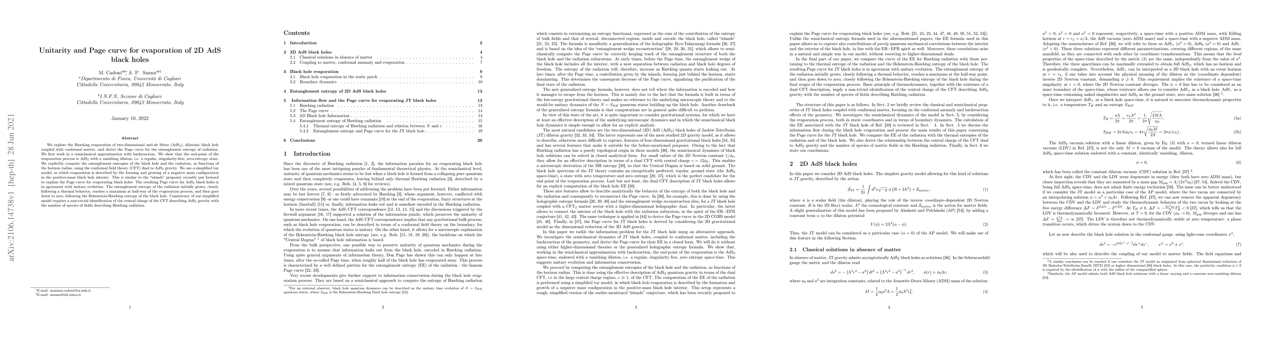 Thumbnail for Unitarity and Page curve for evaporation of 2D AdS black holes