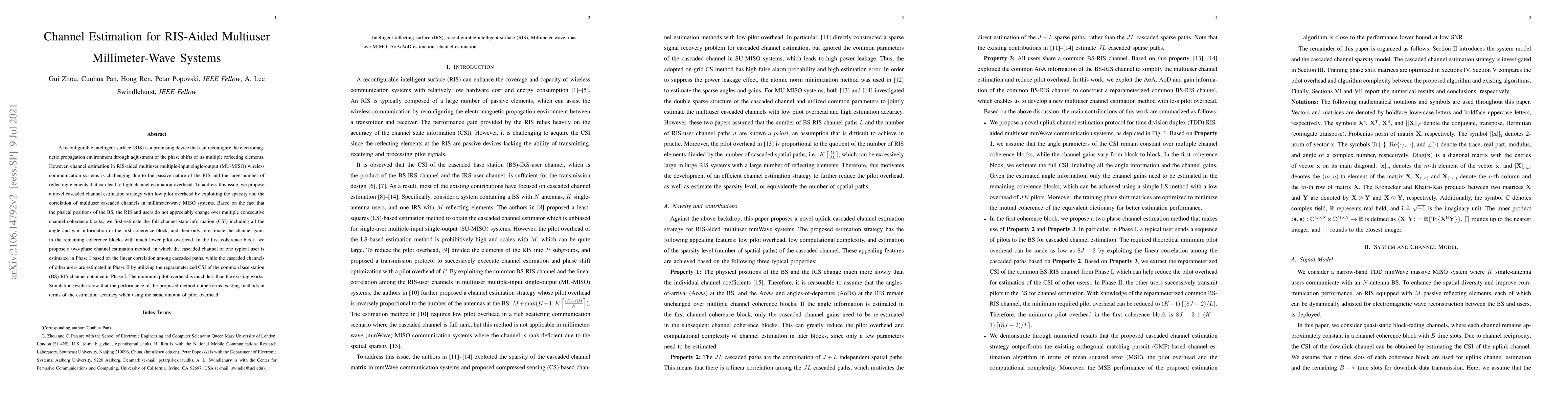 Thumbnail for Channel Estimation for RIS-Aided Multiuser Millimeter-Wave Systems