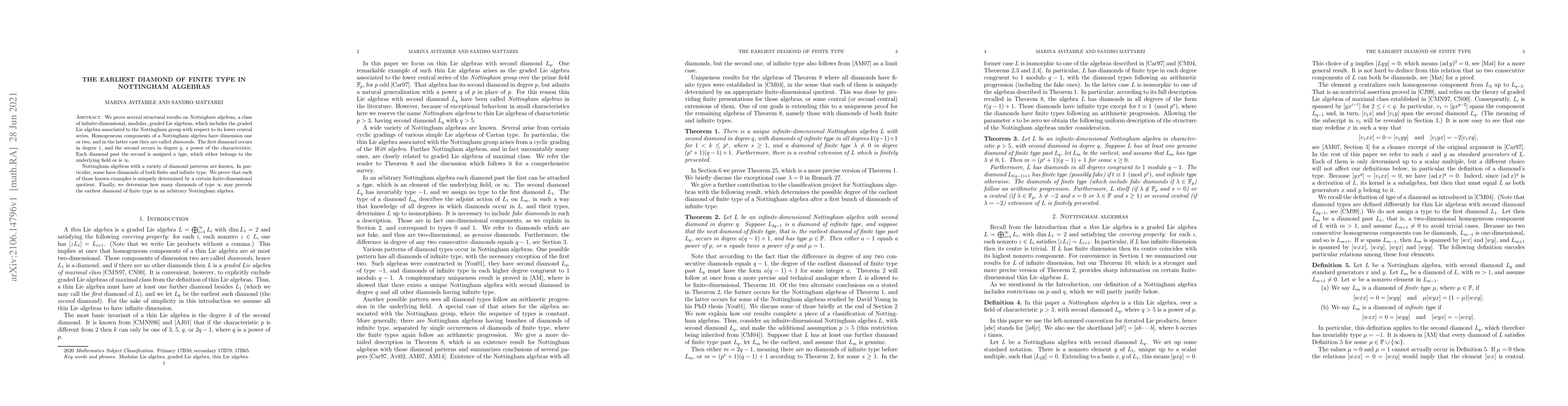 Thumbnail for The earliest diamond of finite type in Nottingham algebras