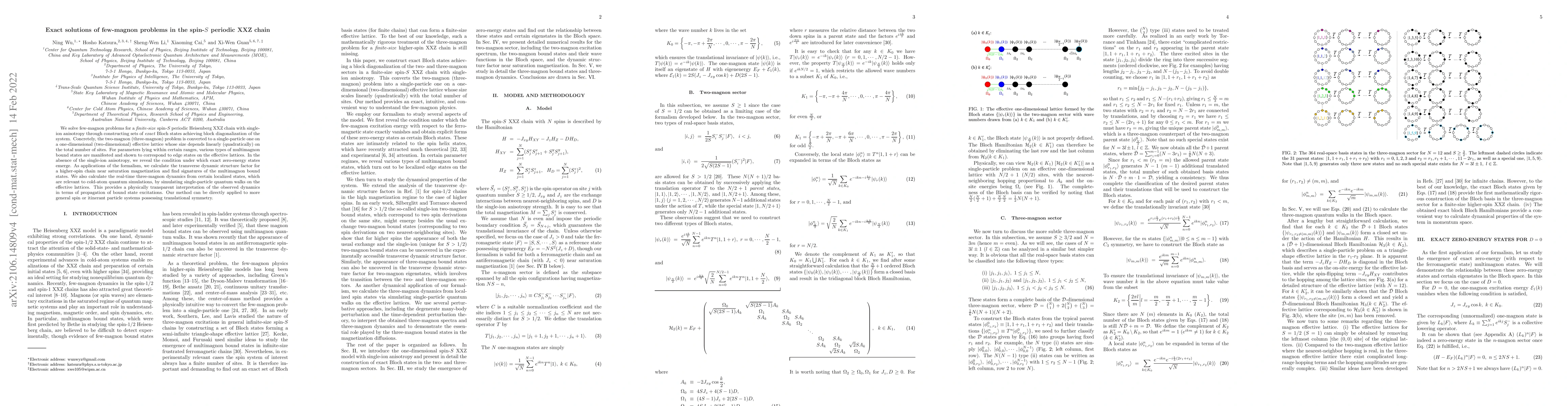 Thumbnail for Exact solutions of few-magnon problems in the spin-$S$ periodic XXZ
  chain