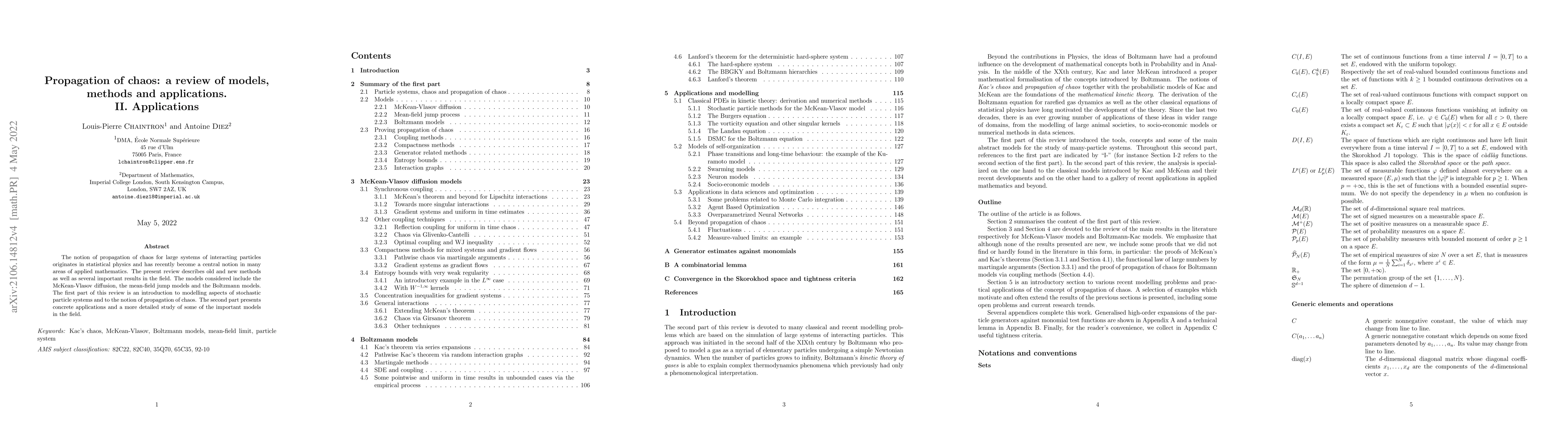 Thumbnail for Propagation of chaos: a review of models, methods and applications. II.
  Applications
