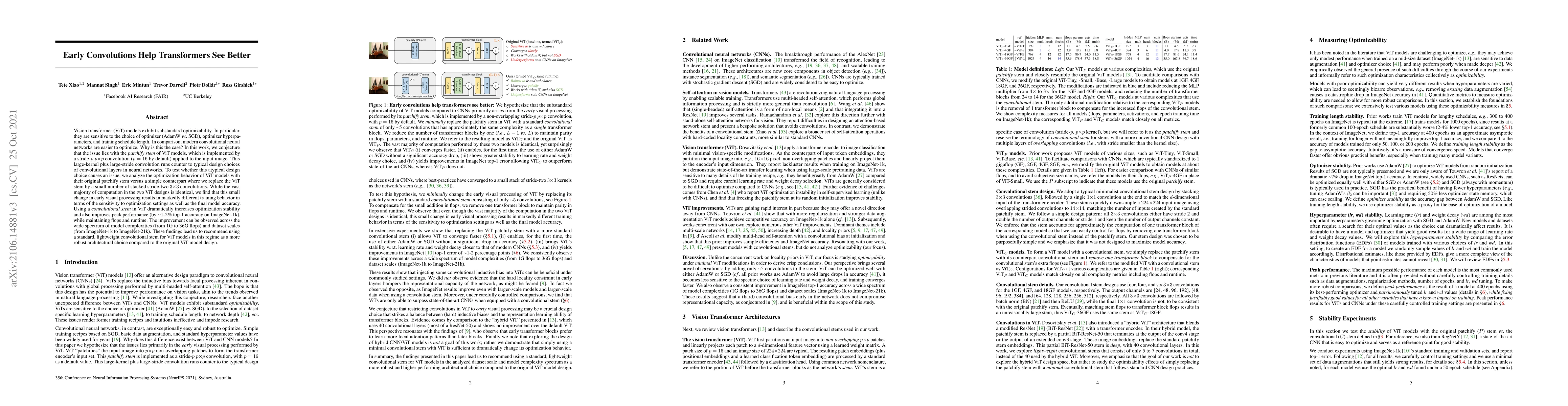 Thumbnail for Early Convolutions Help Transformers See Better