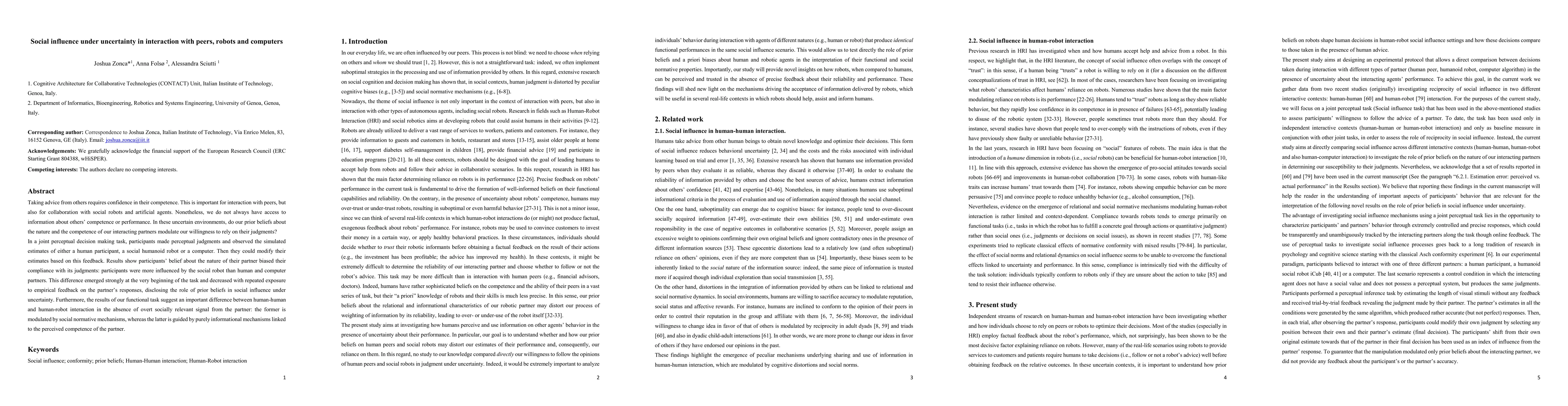 Thumbnail for Social influence under uncertainty in interaction with peers, robots and
  computers