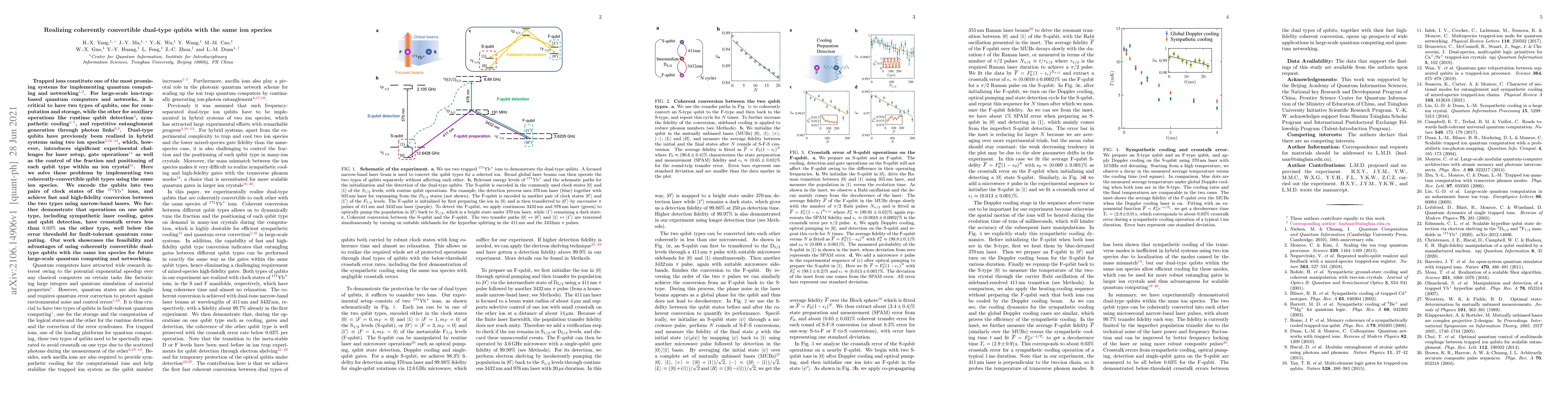 Thumbnail for Realizing coherently convertible dual-type qubits with the same ion
  species