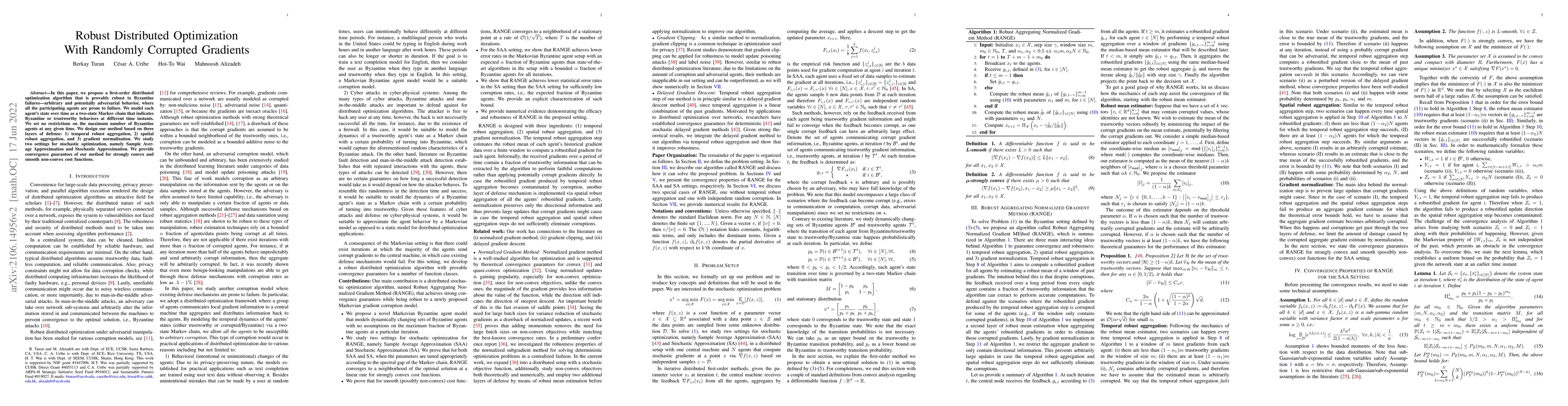 Thumbnail for Robust Distributed Optimization With Randomly Corrupted Gradients