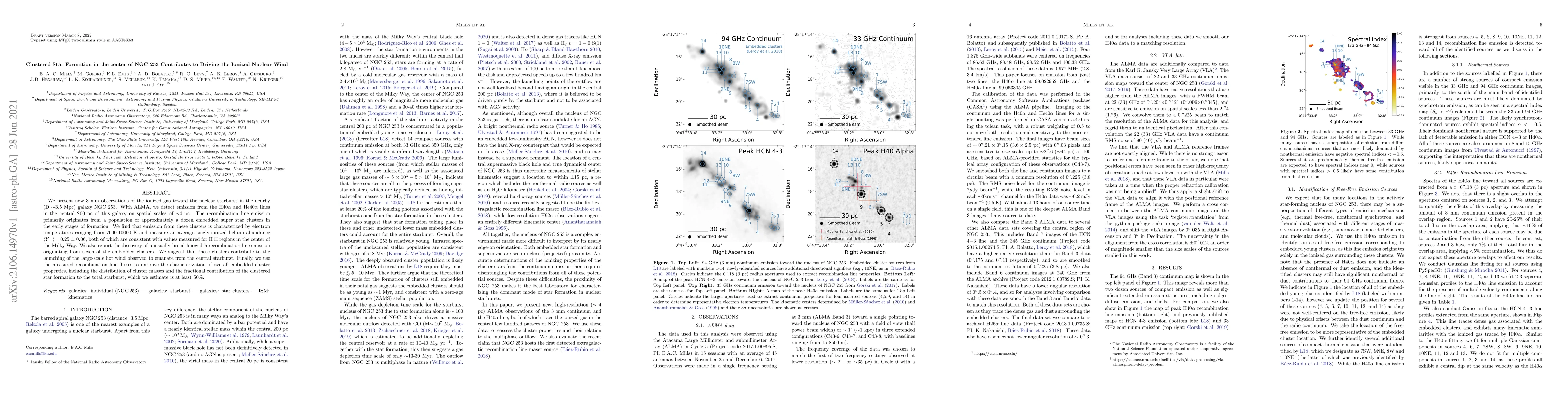 Thumbnail for Clustered Star Formation in the center of NGC 253 Contributes to Driving
  the Ionized Nuclear Wind