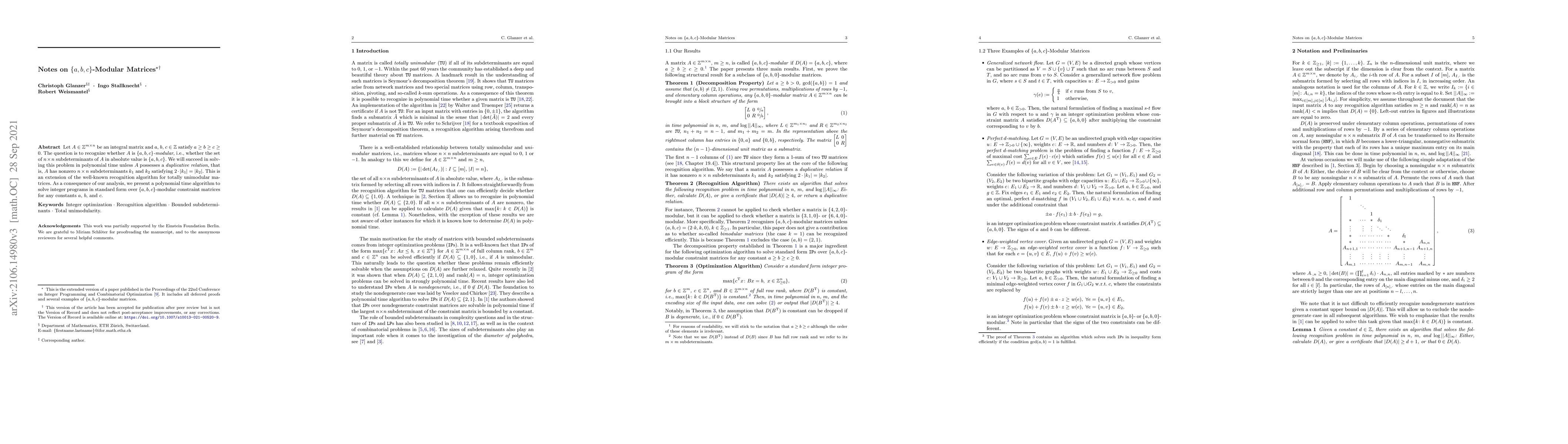 Thumbnail for Notes on $\{a,b,c\}$-Modular Matrices