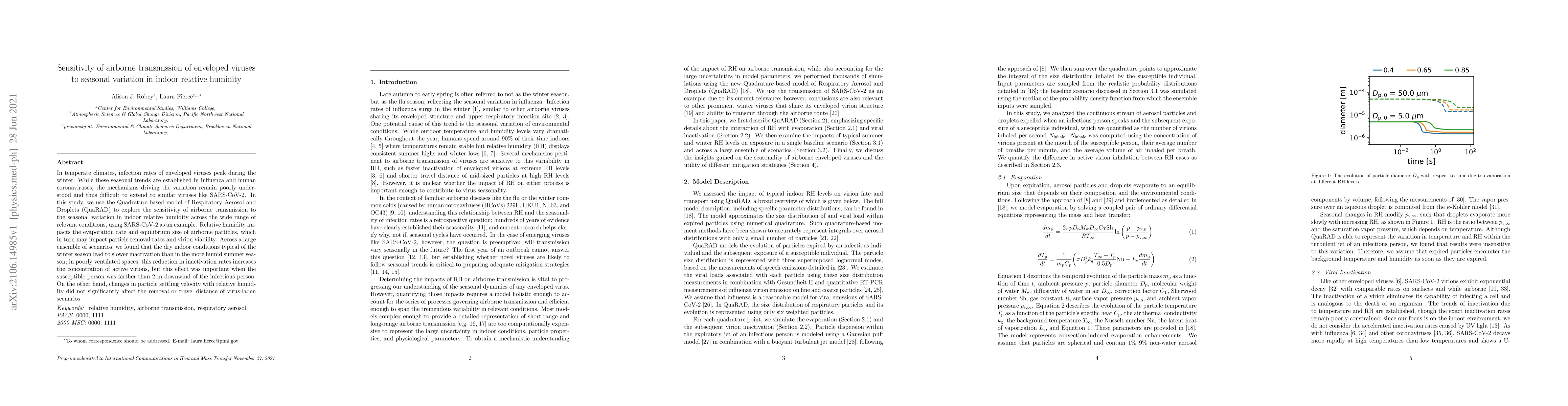 Thumbnail for Sensitivity of airborne transmission of enveloped viruses to seasonal
  variation in indoor relative humidity