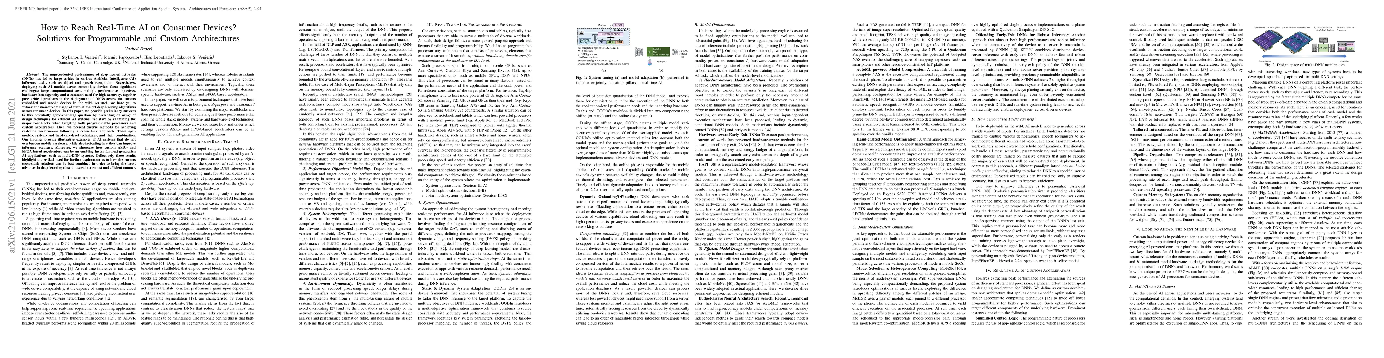 Thumbnail for How to Reach Real-Time AI on Consumer Devices? Solutions for
  Programmable and Custom Architectures