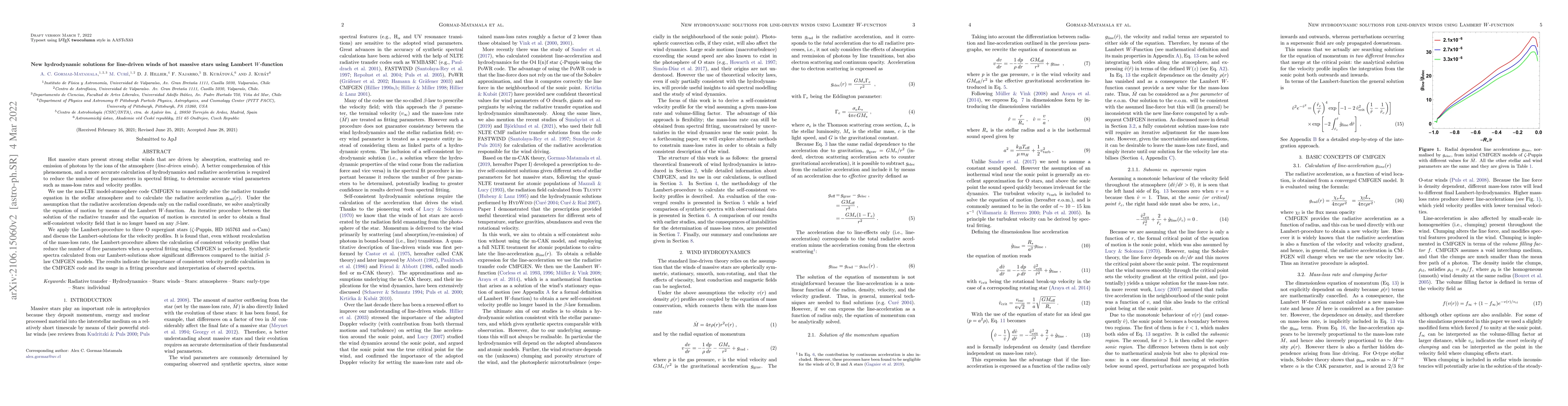 Thumbnail for New hydrodynamic solutions for line-driven winds of hot massive stars
  using Lambert $W$-function