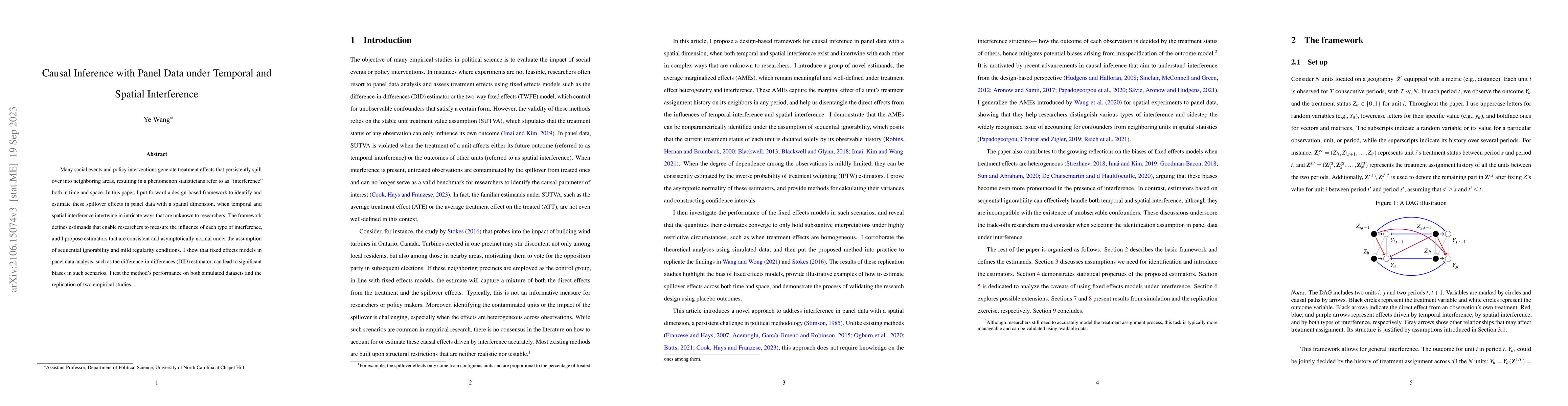 Thumbnail for Causal Inference with Panel Data under Temporal and Spatial Interference