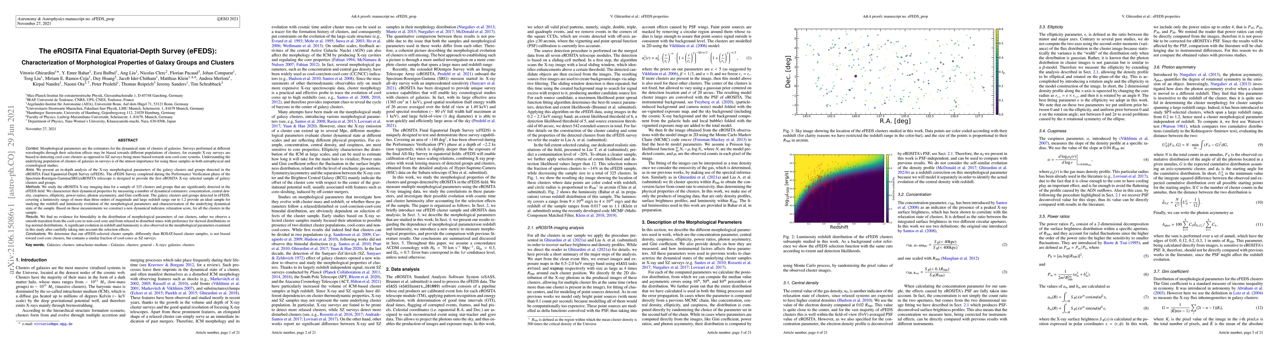 Thumbnail for The eROSITA Final Equatorial-Depth Survey (eFEDS): Characterization of
  Morphological Properties of Galaxy Groups and Clusters