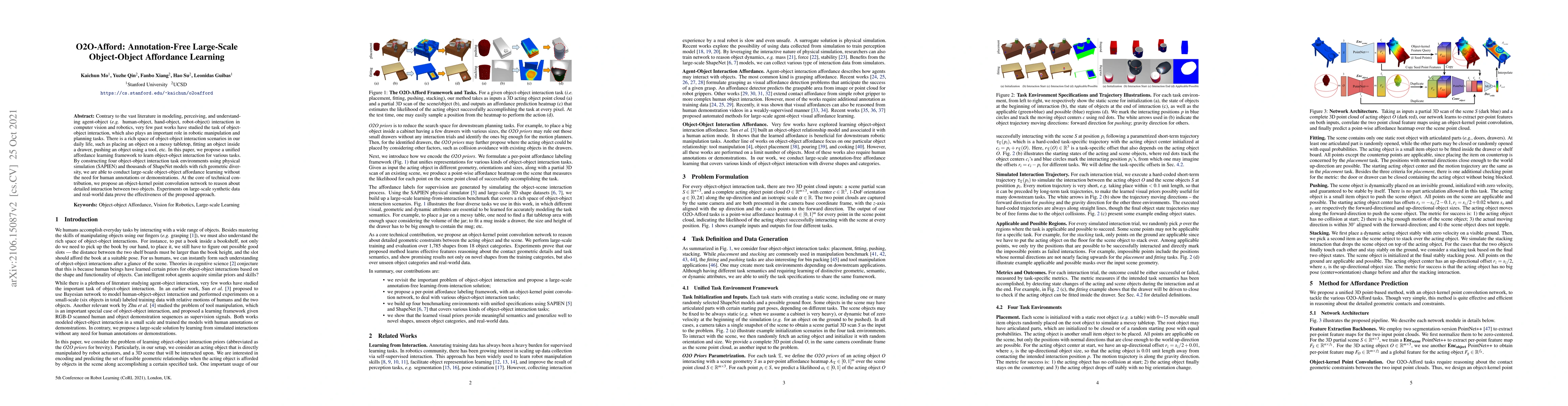 Thumbnail for O2O-Afford: Annotation-Free Large-Scale Object-Object Affordance
  Learning