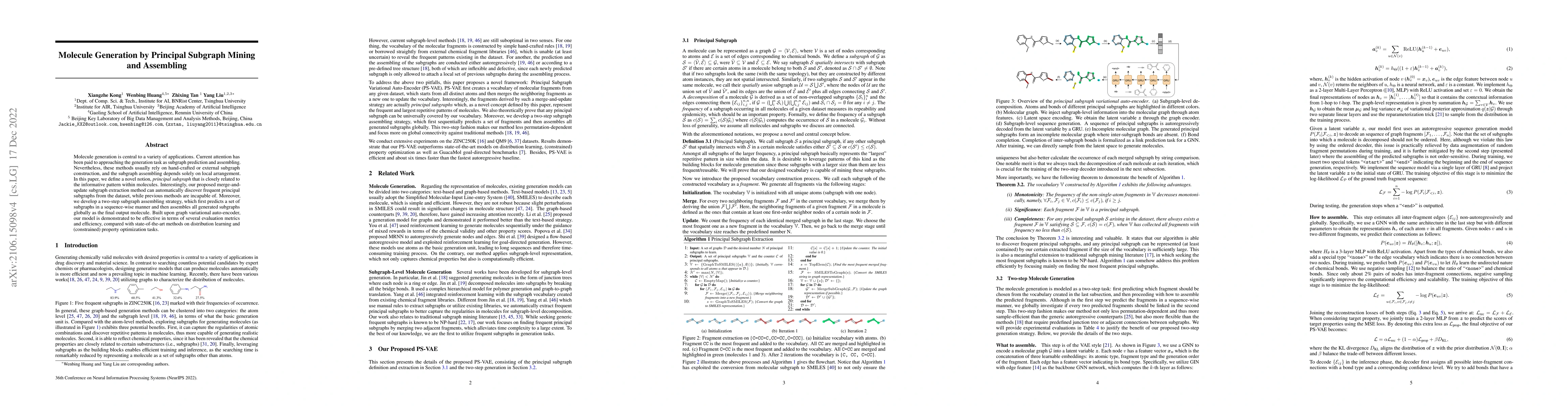Thumbnail for Molecule Generation by Principal Subgraph Mining and Assembling
