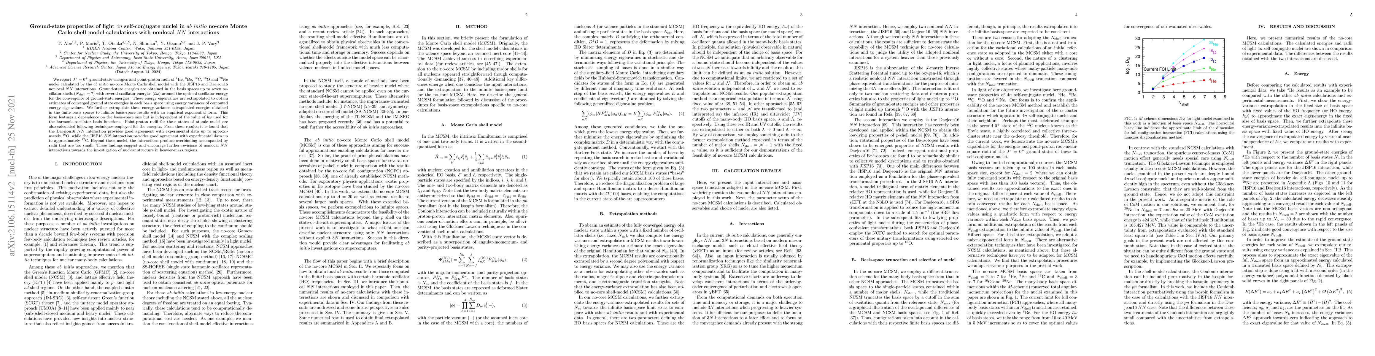 Thumbnail for Ground-state properties of light $4n$ self-conjugate nuclei in $ab$
  $initio$ no-core Monte Carlo shell model calculations with nonlocal $NN$
  interactions
