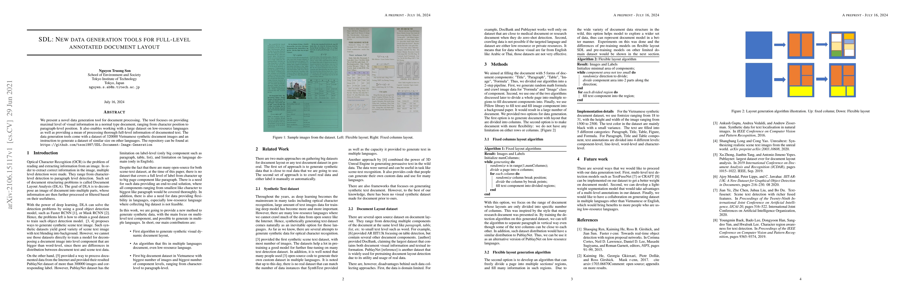 Thumbnail for SDL: New data generation tools for full-level annotated document layout