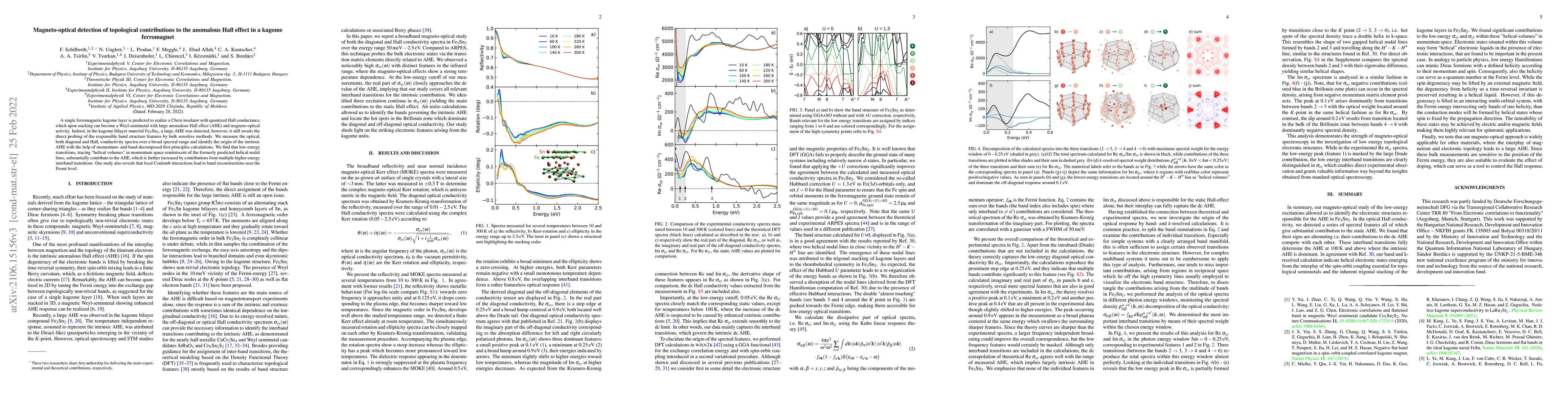 Thumbnail for Magneto-optical detection of topological contributions to the anomalous
  Hall effect in a kagome ferromagnet