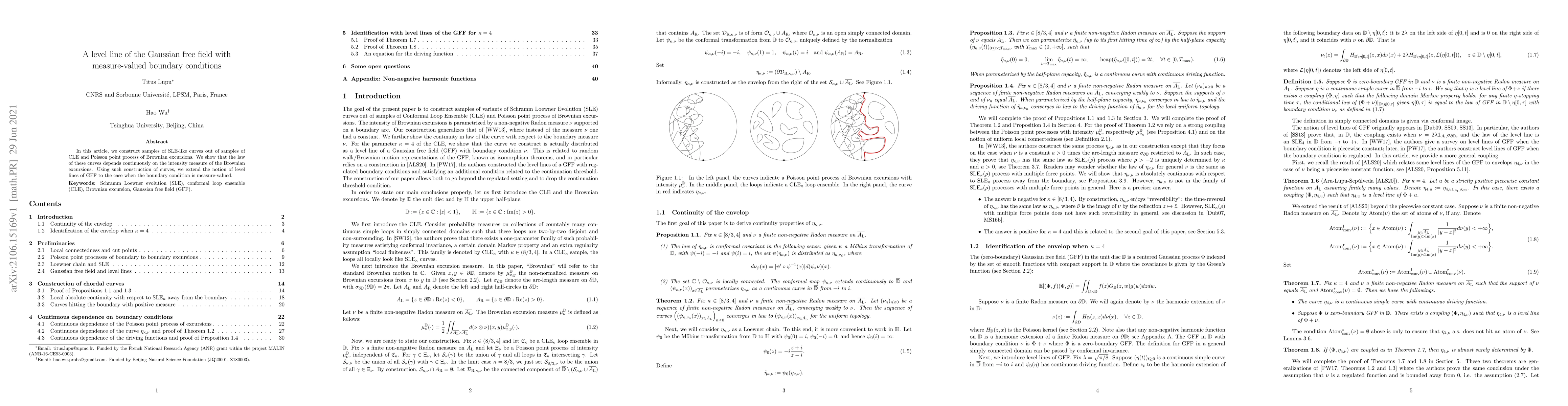 Thumbnail for A level line of the Gaussian free field with measure-valued boundary
  conditions