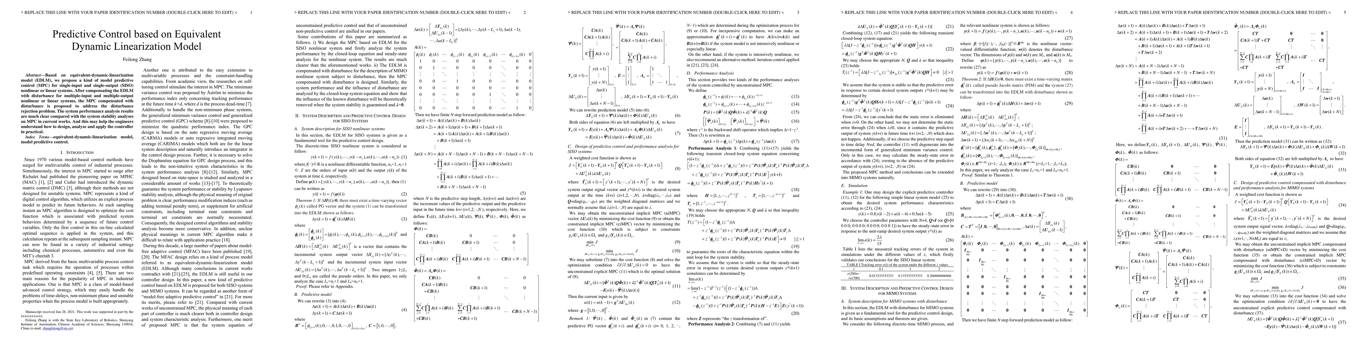 Thumbnail for Predictive Control based on Equivalent Dynamic Linearization Model