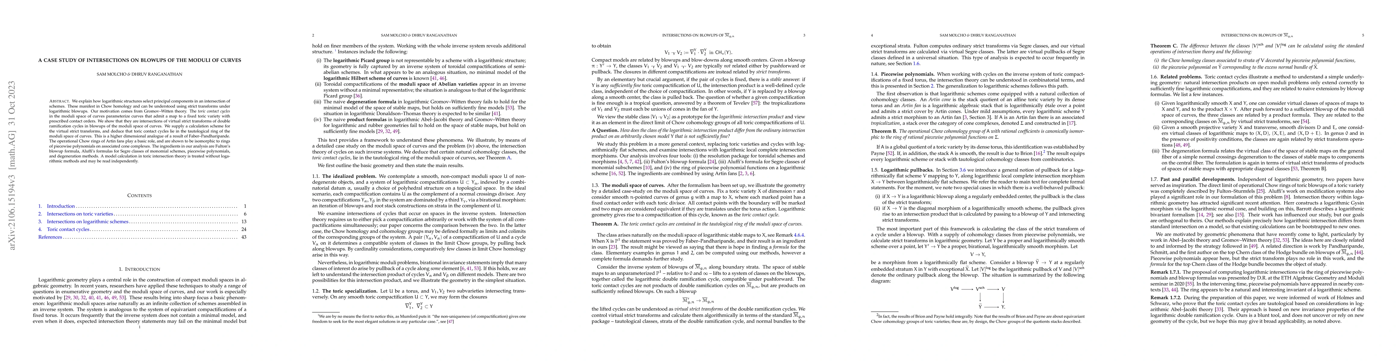 Thumbnail for A case study of intersections on blowups of the moduli of curves