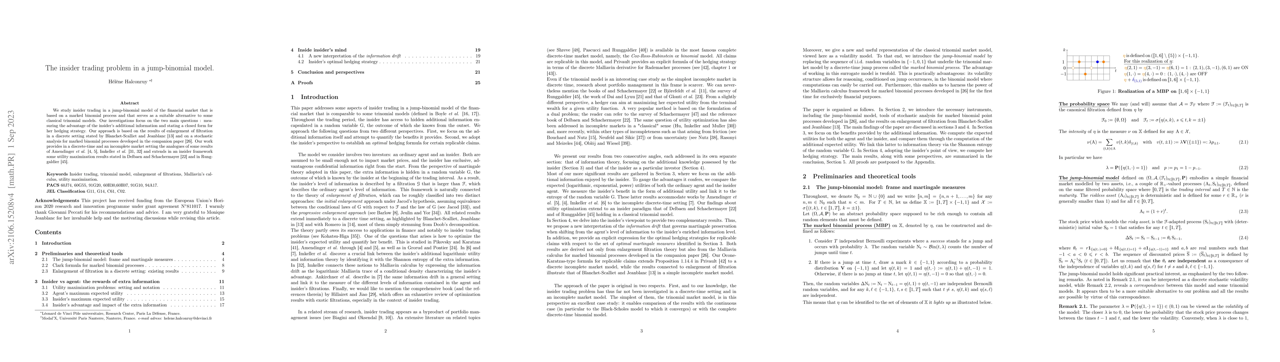 Thumbnail for The insider problem in the trinomial model: a discrete-time jump process
  approach